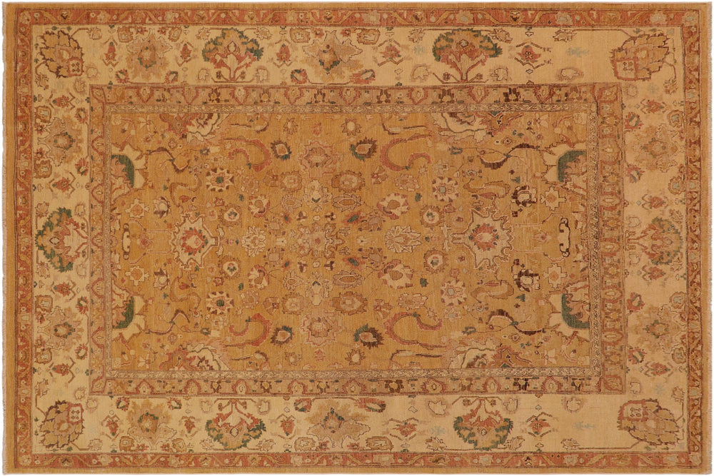 handmade Traditional Antique Gold Tan Hand Knotted RECTANGLE 100% WOOL area rug 9x12