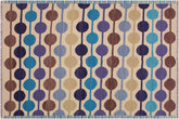 handmade Modern Kilim Beige Blue Hand-Woven RECTANGLE 100% WOOL area rug 6x8