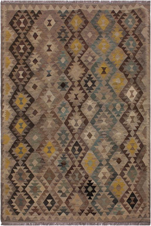 Flat Weave Kilim Antique Navaho Vintage handmade Geometric Kilim Tan Green Hand-Woven Rectangle 100% Wool Area Rug 6x8