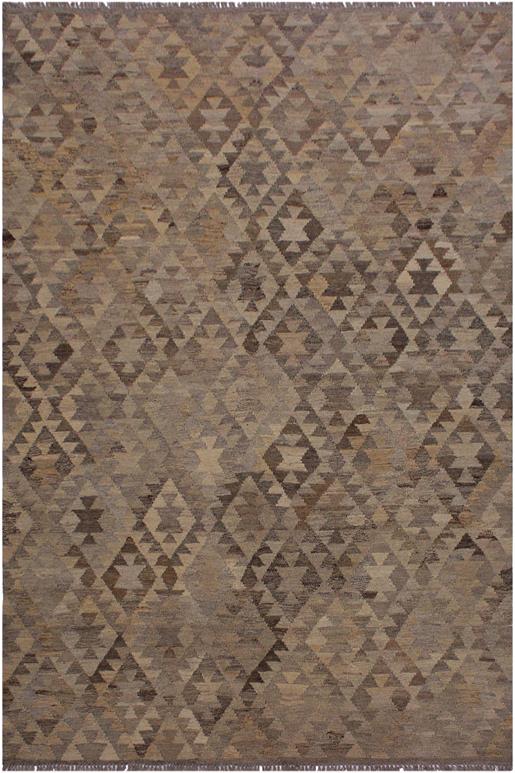 Flat Weave Kilim Antique Navaho Vintage handmade Geometric Kilim Tan Gray Hand-Woven Rectangle 100% Wool Area Rug 6x8