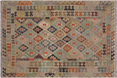 handmade Modern Kilim Tan Gray Hand-Woven RECTANGLE 100% WOOL area rug 6' x 8'