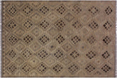 handmade Modern Kilim Tan Gray Hand-Woven RECTANGLE 100% WOOL area rug 5' x 7'