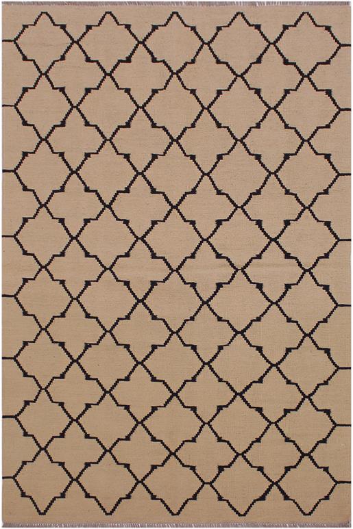 Flat Weave Kilim Antique Navaho Vintage handmade Modern Kilim Beige Black Hand-Woven Rectangle 100% Wool Area Rug 4x6