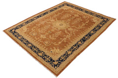 handmade Traditional Kafkaz Brown Blue Hand Knotted RECTANGLE 100% WOOL area rug 9 x 11