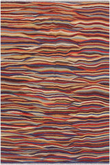 Flat Weave Kilim Antique Navaho Vintage handmade Modern Kilim Red Blue Hand-Woven Rectangle 100% Wool Area Rug 6x8