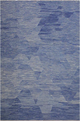 Flat Weave Kilim Antique Navaho Vintage handmade Modern Kilim Blue Beige Hand-Woven Rectangle 100% Wool Area Rug 9x12