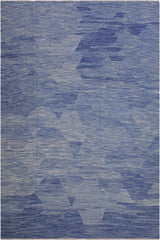 Flat Weave Kilim Antique Navaho Vintage handmade Modern Kilim Blue Beige Hand-Woven Rectangle 100% Wool Area Rug 9x12