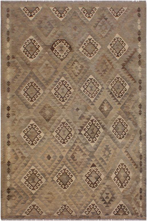 Flat Weave Kilim Antique Navaho Vintage handmade Geometric Kilim Tan Gray Hand-Woven Rectangle 100% Wool Area Rug 6x8