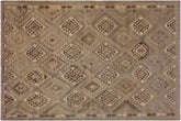 handmade Modern Kilim Tan Gray Hand-Woven RECTANGLE 100% WOOL area rug 6' x 8'