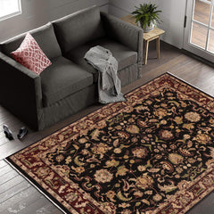 handmade Traditional Kafkaz Black Red Hand Knotted RECTANGLE 100% WOOL area rug 9x11
