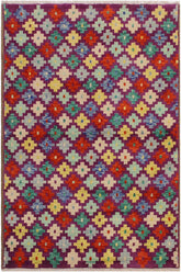 handmade Modern Balouchi Purple Beige Hand Knotted RECTANGLE 100% WOOL area rug 3x5