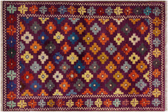 handmade Geometric Balouchi Purple Green Hand Knotted RECTANGLE 100% WOOL area rug 3x5