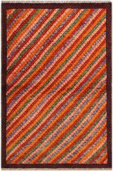 handmade Modern Balouchi Orange Red Hand Knotted RECTANGLE 100% WOOL area rug 3x5