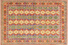 handmade Geometric Balouchi Red Blue Hand Knotted RECTANGLE 100% WOOL area rug 6x8
