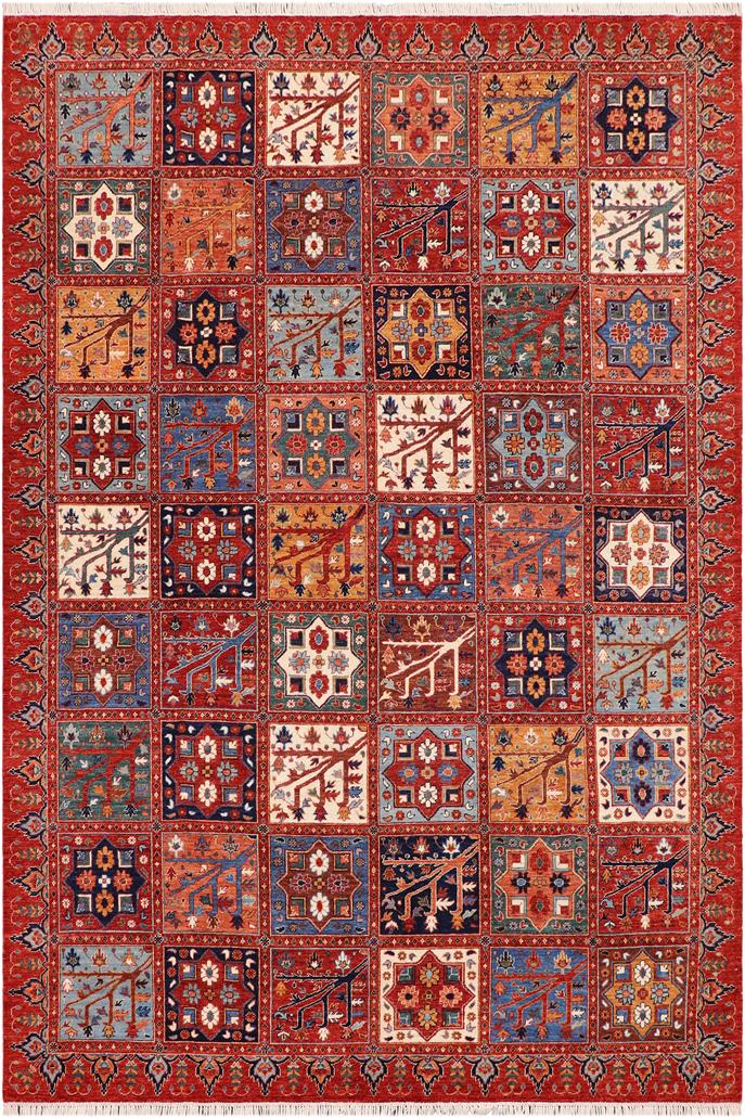 handmade Transitional Kurjean Rust Blue Hand Knotted RECTANGLE 100% WOOL area rug 9 x 12