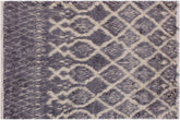 handmade Geometric Moroccan Gray Ivory Hand Knotted RECTANGLE 100% WOOL area rug 4' x 6'