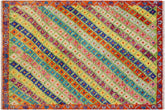 handmade Modern Balouchi Green Orange Hand Knotted RECTANGLE 100% WOOL area rug 5x7