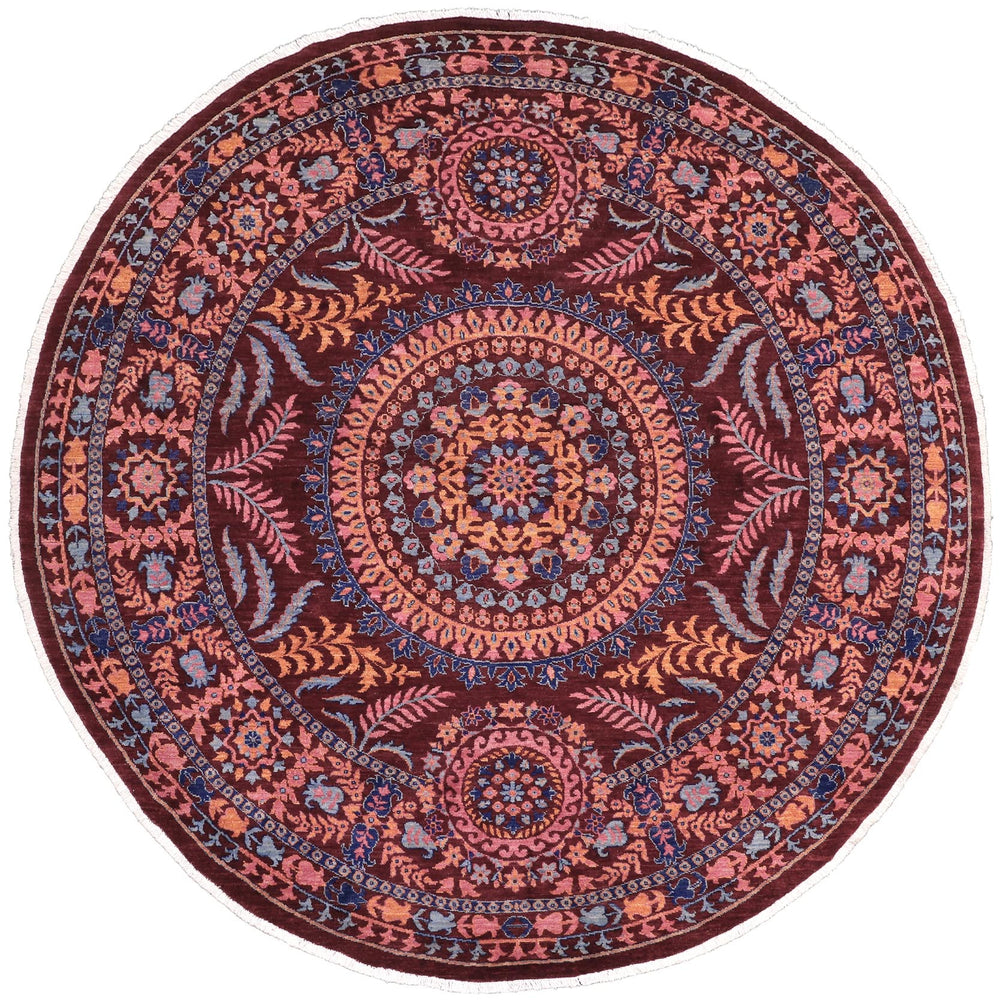 handmade Traditional Kafkaz Red Blue Hand Knotted ROUND 100% WOOL area rug 10' x 10'