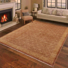 handmade Transitional Kafkaz Brown Tan Hand Knotted RECTANGLE 100% WOOL area rug 8 x 12