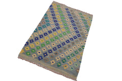 Eclectic Turkish Kilim Celestin Hand-Woven Wool Rug - 2'8'' x 4'1''