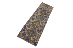 Boho Chic Turkish Kilim Charlett Hand-Woven Wool Runner-3'0'' x 10'2''