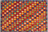 handmade Modern Balouchi Orange Blue Hand Knotted RECTANGLE 100% WOOL area rug 5x7