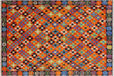 handmade Modern Balouchi Orange Black Hand Knotted RECTANGLE 100% WOOL area rug 5x7