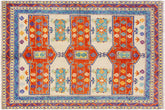 handmade Geometric Balouchi Beige Orange Hand Knotted RECTANGLE 100% WOOL area rug 6x8