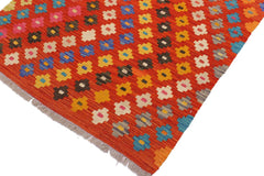 Flat Weave Kilim Antique Navaho Vintage handmade Modern Kilim Rust Beige Hand-Woven Rectangle 100% Wool Area Rug 4x5
