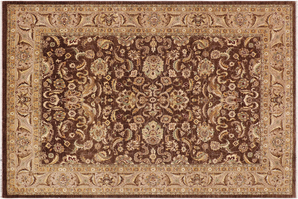 handmade Traditional Kafkaz Brown Tan Hand Knotted RECTANGLE 100% WOOL area rug 9x12