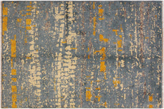handmade Modern Balouchi Blue Beige Hand Knotted RECTANGLE 100% WOOL area rug 5x6