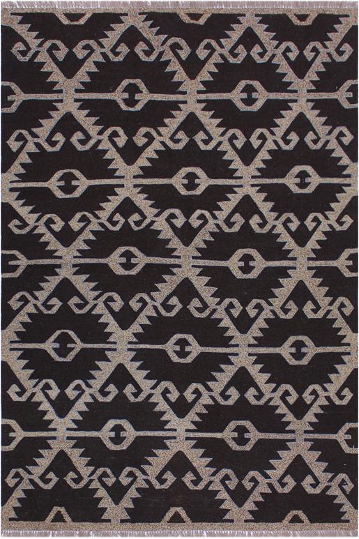 Flat Weave Kilim Antique Navaho Vintage handmade Modern Kilim Brown Gray Hand-Woven Rectangle 100% Wool Area Rug 5x6