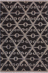 Flat Weave Kilim Antique Navaho Vintage handmade Modern Kilim Brown Gray Hand-Woven Rectangle 100% Wool Area Rug 5x6