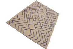 Flat Weave Kilim Antique Navaho Vintage handmade Modern Kilim Beige Purple Hand-Woven Rectangle 100% Wool Area Rug 7x10