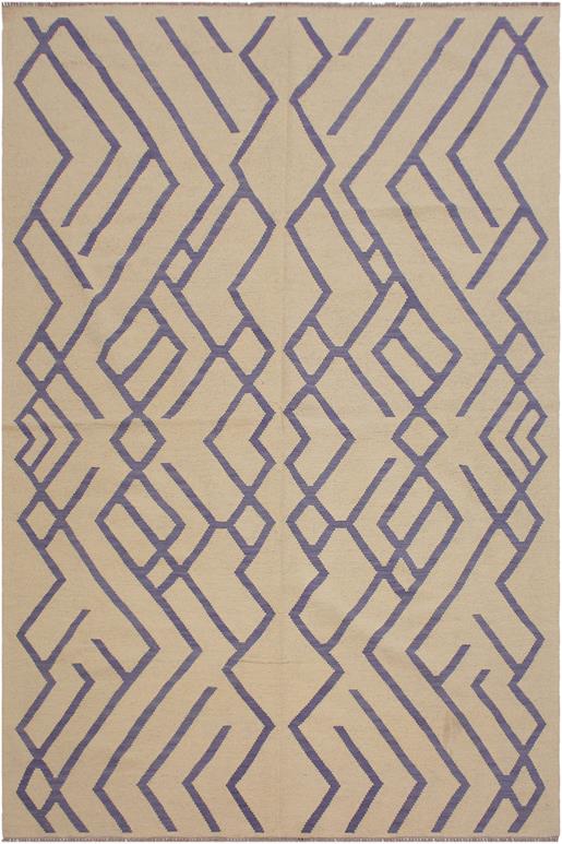 Flat Weave Kilim Antique Navaho Vintage handmade Modern Kilim Beige Purple Hand-Woven Rectangle 100% Wool Area Rug 7x10