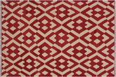 handmade Modern Kilim Red Beige Hand-Woven RECTANGLE 100% WOOL area rug 4' x 6'