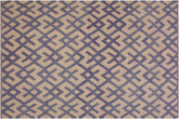 handmade Modern Kilim Beige Purple Hand-Woven RECTANGLE 100% WOOL area rug 6' x 8'