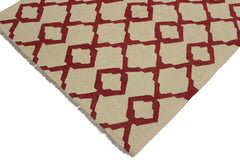 Flat Weave Kilim Antique Navaho Vintage handmade Modern Kilim Beige Red Hand-Woven Rectangle 100% Wool Area Rug 4x6