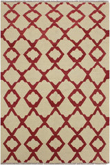 Flat Weave Kilim Antique Navaho Vintage handmade Modern Kilim Beige Red Hand-Woven Rectangle 100% Wool Area Rug 4x6