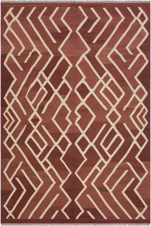 Flat Weave Kilim Antique Navaho Vintage handmade Modern Kilim Brown Beige Hand-Woven Rectangle 100% Wool Area Rug 7x10