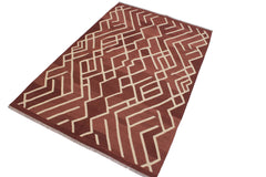 handmade Modern Kilim Brown Beige Hand-Woven RECTANGLE 100% WOOL area rug 7' x 10'
