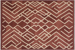 handmade Modern Kilim Brown Beige Hand-Woven RECTANGLE 100% WOOL area rug 7' x 10'