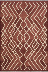 Flat Weave Kilim Antique Navaho Vintage handmade Modern Kilim Brown Beige Hand-Woven Rectangle 100% Wool Area Rug 7x10