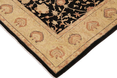 handmade Traditional Kafkaz Black Gold Hand Knotted RECTANGLE 100% WOOL area rug 9x12