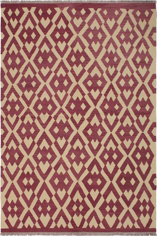 Flat Weave Kilim Antique Navaho Vintage handmade Modern Kilim Burgundy Beige Hand-Woven Rectangle 100% Wool Area Rug 6x8