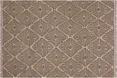 handmade Modern Kilim Gray Tan Hand-Woven RECTANGLE 100% WOOL area rug 6' x 8'