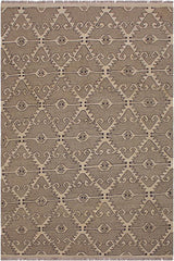Flat Weave Kilim Antique Navaho Vintage handmade Modern Kilim Gray Tan Hand-Woven Rectangle 100% Wool Area Rug 6x8
