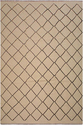 Flat Weave Kilim Antique Navaho Vintage handmade Modern Kilim Tan Black Hand-Woven Rectangle 100% Wool Area Rug 10x13