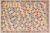 Contemporary Balochi Antionet Beige/Gray Wool Rug - 5'5''X7'9''