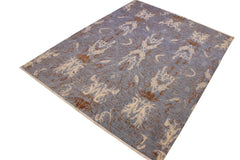 handmade Modern Kafkaz Blue Ivory Hand Knotted RECTANGLE 100% WOOL area rug 9 x 12